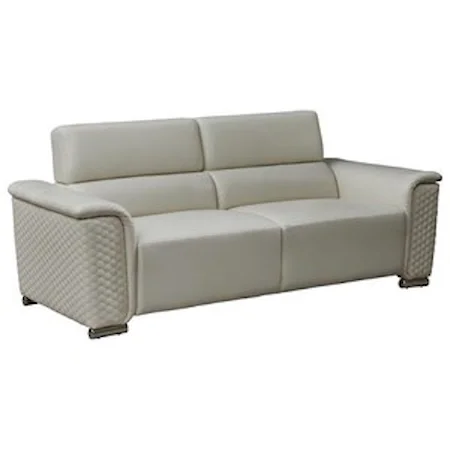 Contemporary Sofa with Tufted Sides and Rounded Chrome Feet
